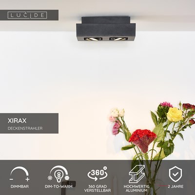 Lucide XIRAX - Deckenstrahler - LED Dim to warm - GU10 - 2x5W 2200K/3000K - Schwarz
